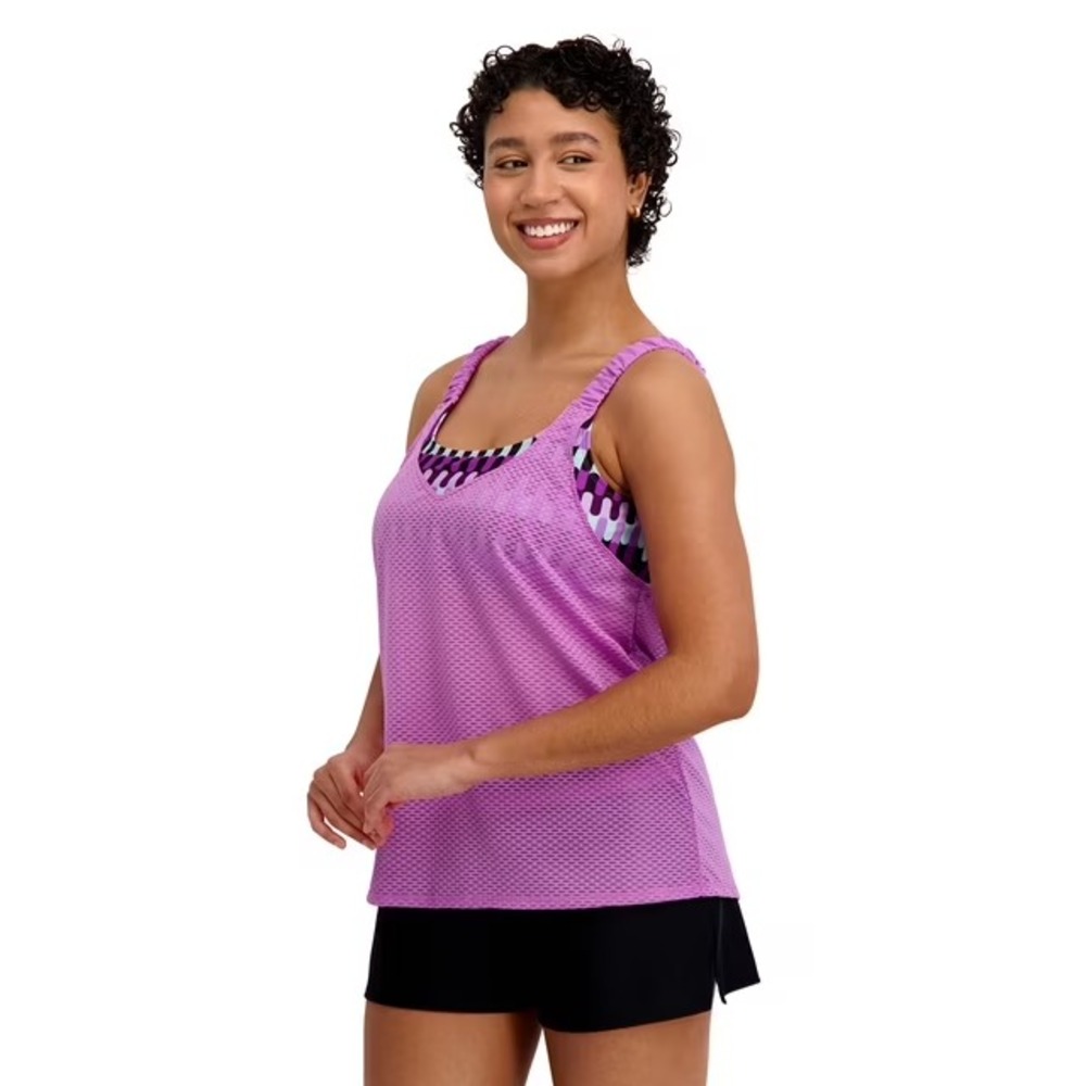 ZeroXposur Womens 2 Piece Layered Tankini Set Purple XS NWT